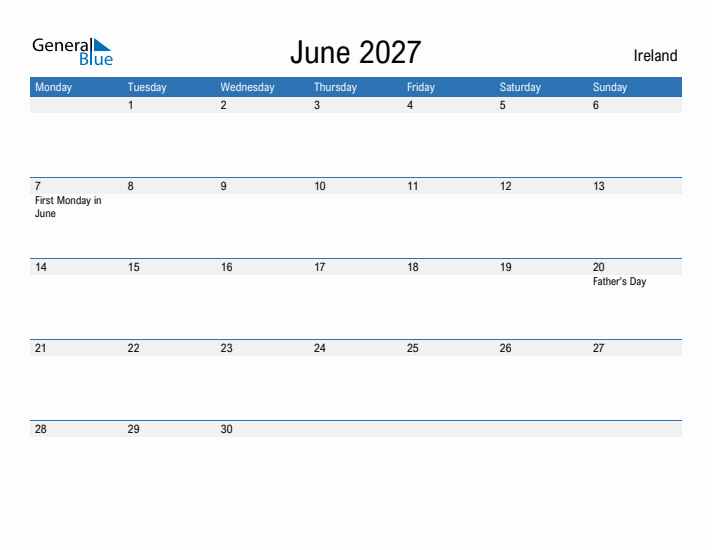 Fillable June 2027 Calendar