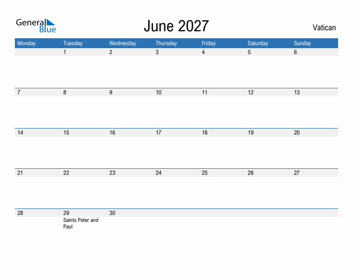 Fillable June 2027 Calendar