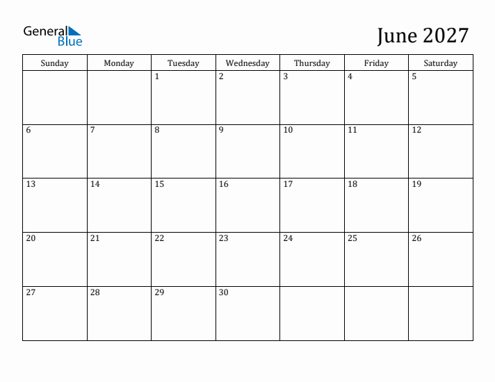 June 2027 Calendar