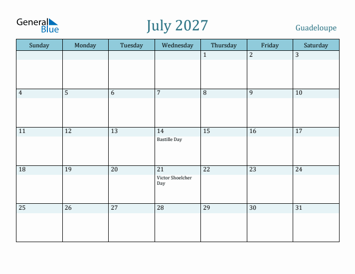 July 2027 Calendar with Holidays