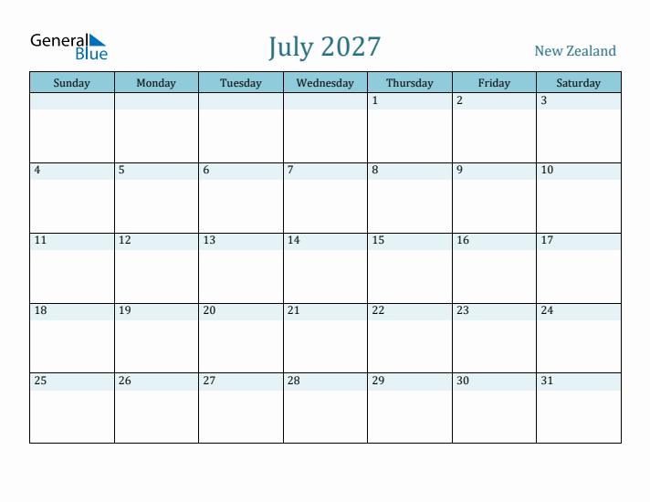 July 2027 Calendar with Holidays