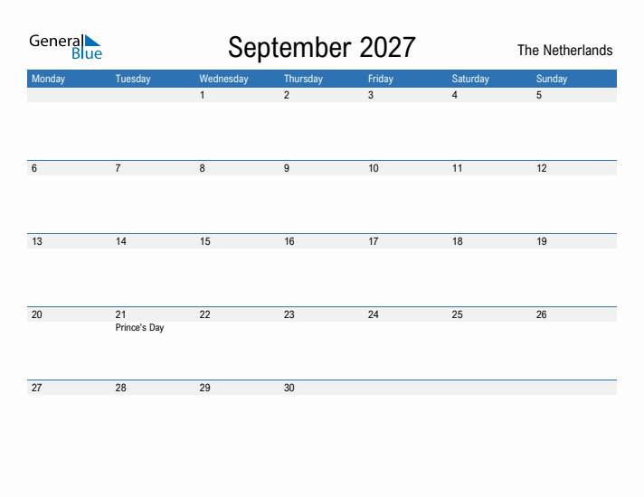 Fillable September 2027 Calendar