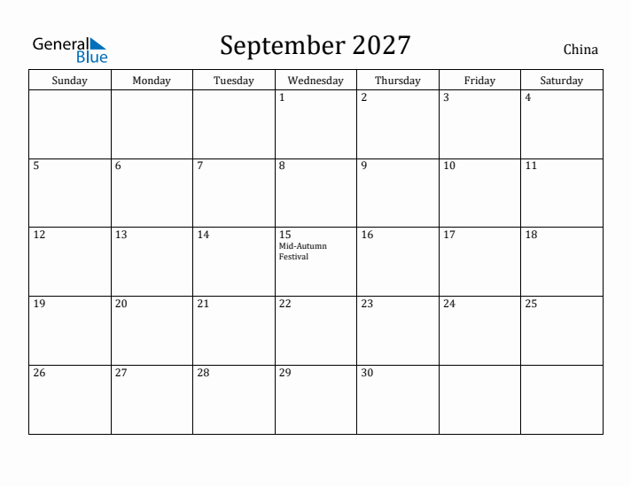 September 2027 Calendar China