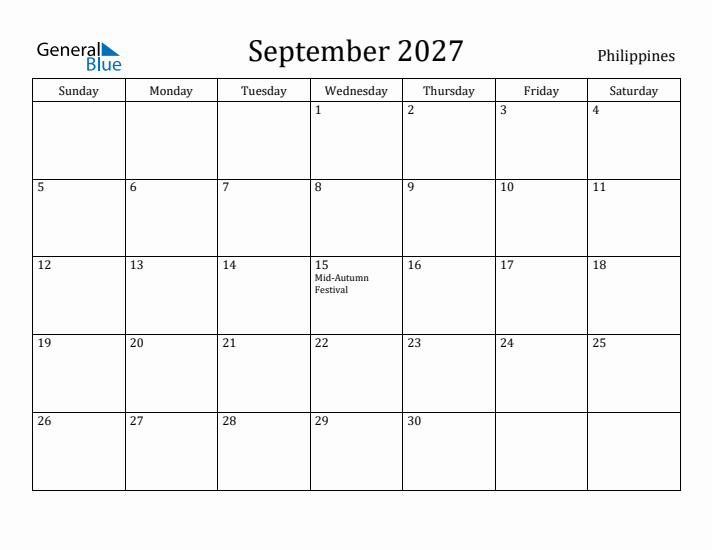 September 2027 Calendar Philippines