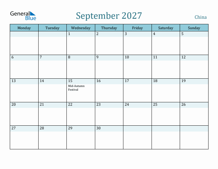 September 2027 Calendar with Holidays