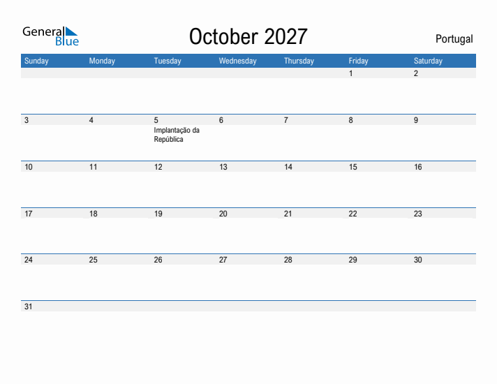 Fillable October 2027 Calendar