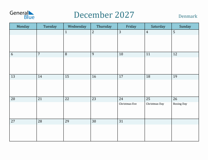 December 2027 Calendar with Holidays