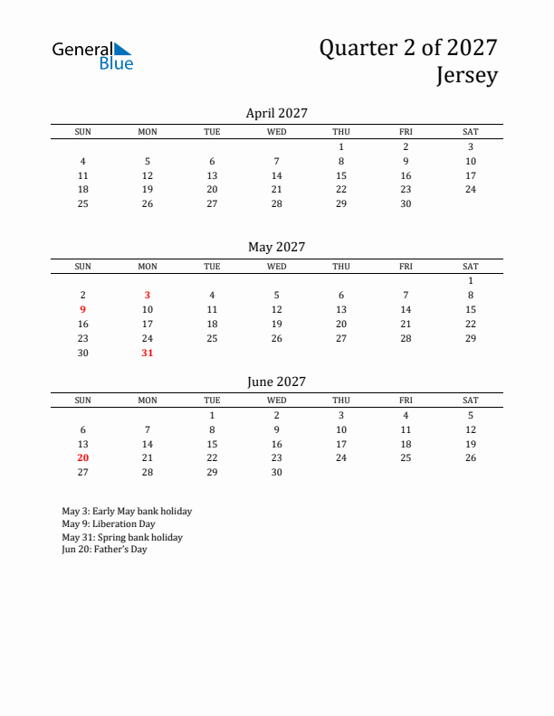 Quarter 2 2027 Jersey Quarterly Calendar