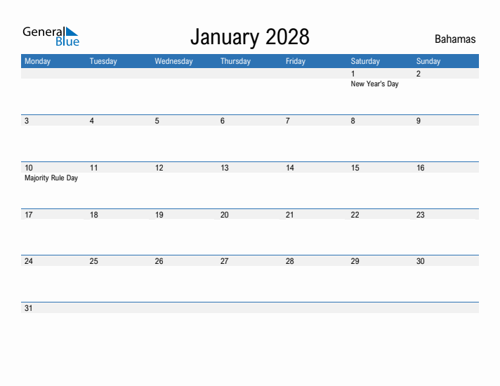 Fillable January 2028 Calendar