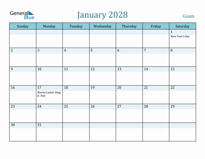 January 2028 Calendar with Holidays