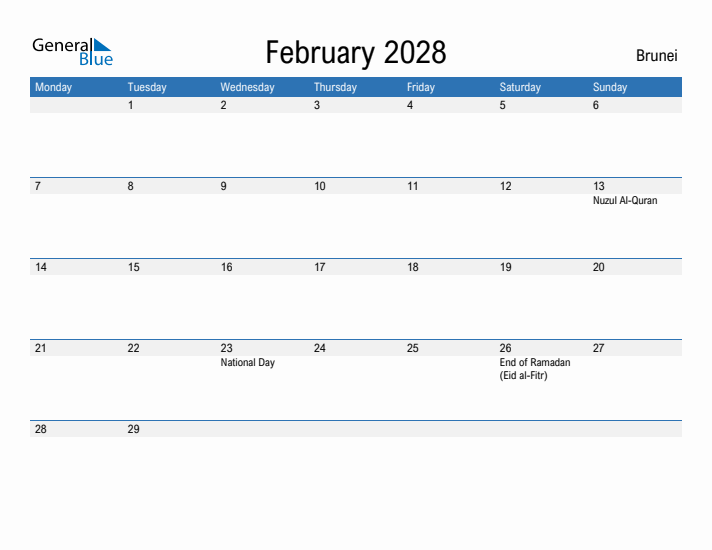 Fillable February 2028 Calendar