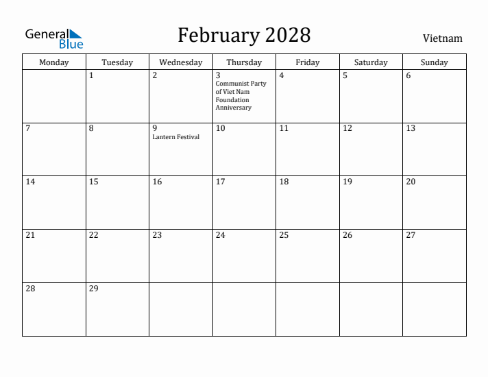 February 2028 Calendar Vietnam