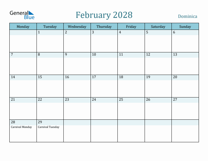 February 2028 Calendar with Holidays