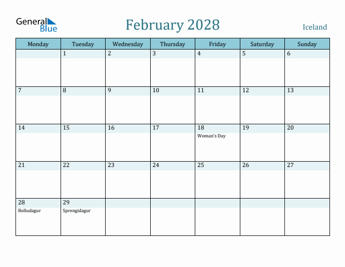 February 2028 Calendar with Holidays