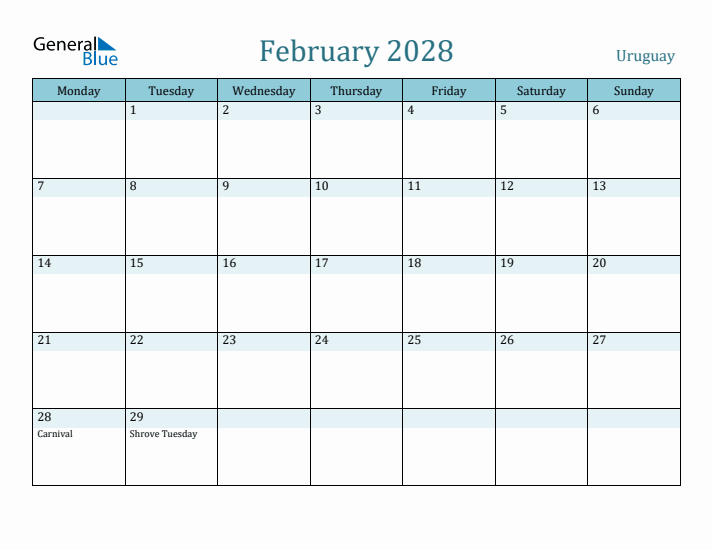 February 2028 Calendar with Holidays