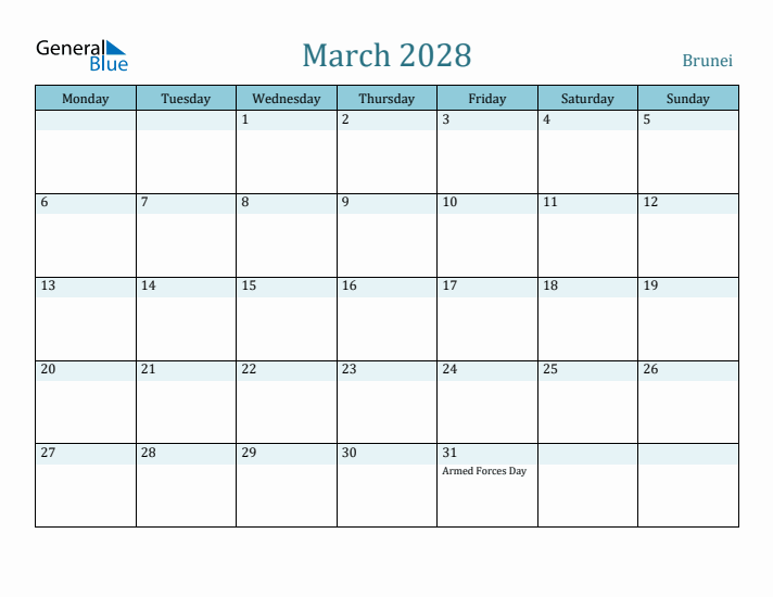 March 2028 Calendar with Holidays