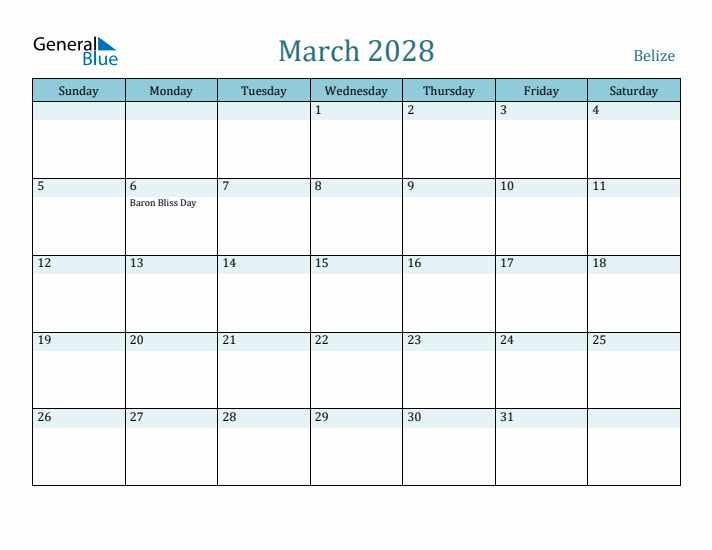 March 2028 Calendar with Holidays