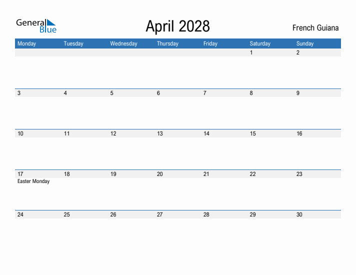 Fillable April 2028 Calendar