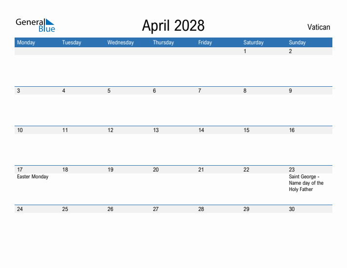 Fillable April 2028 Calendar