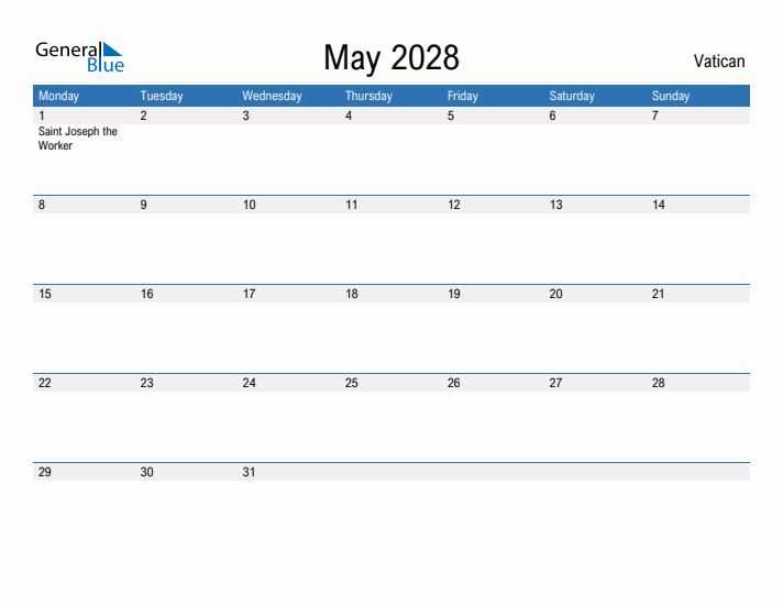 Fillable May 2028 Calendar