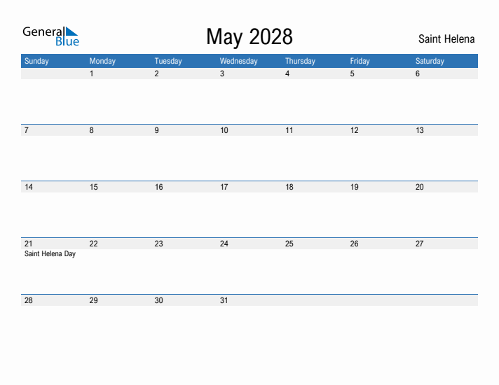 Fillable May 2028 Calendar