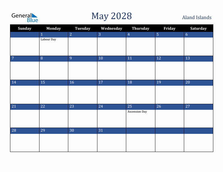 May 2028 Aland Islands Calendar (Sunday Start)