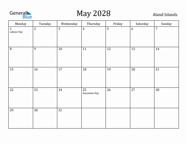 May 2028 Calendar Aland Islands