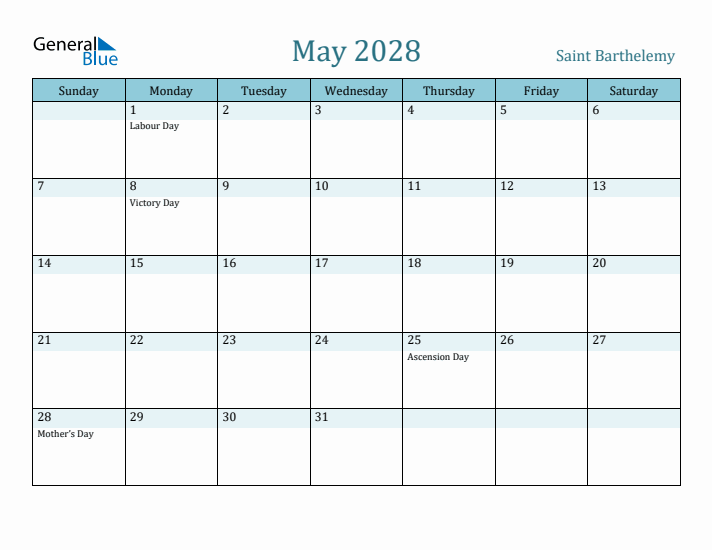 May 2028 Calendar with Holidays