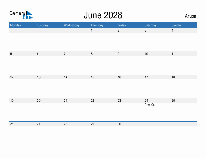 Fillable June 2028 Calendar