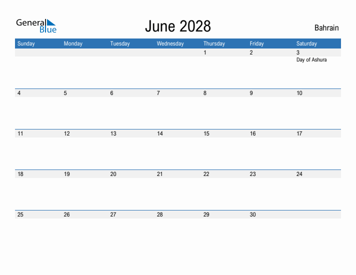 Fillable June 2028 Calendar