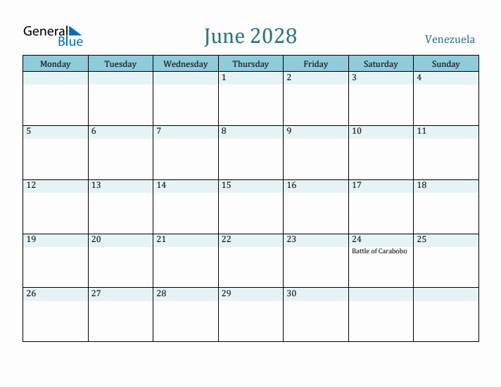 June 2028 Calendar with Holidays