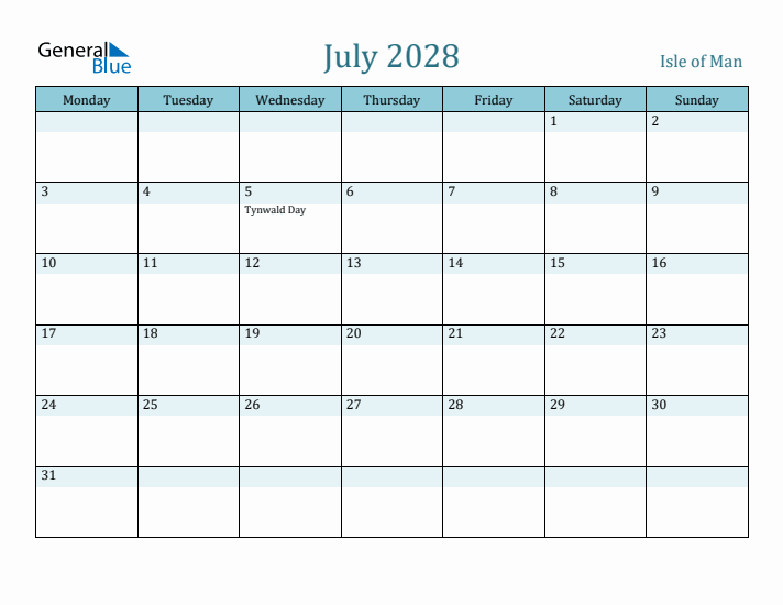 July 2028 Calendar with Holidays