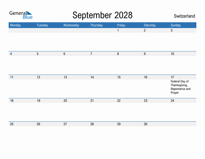 Fillable September 2028 Calendar