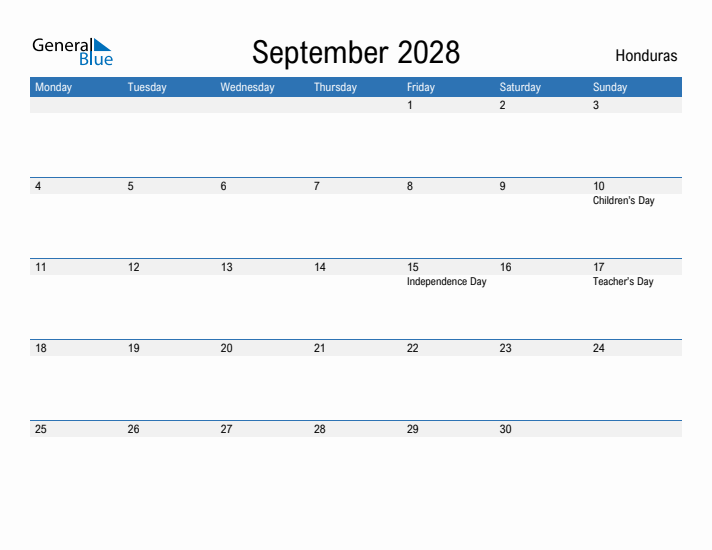 Fillable September 2028 Calendar