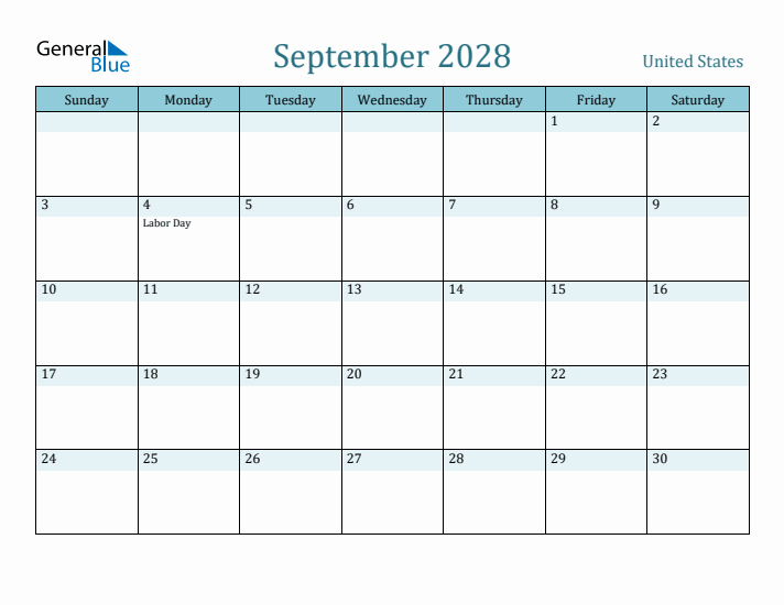September 2028 Calendar with Holidays