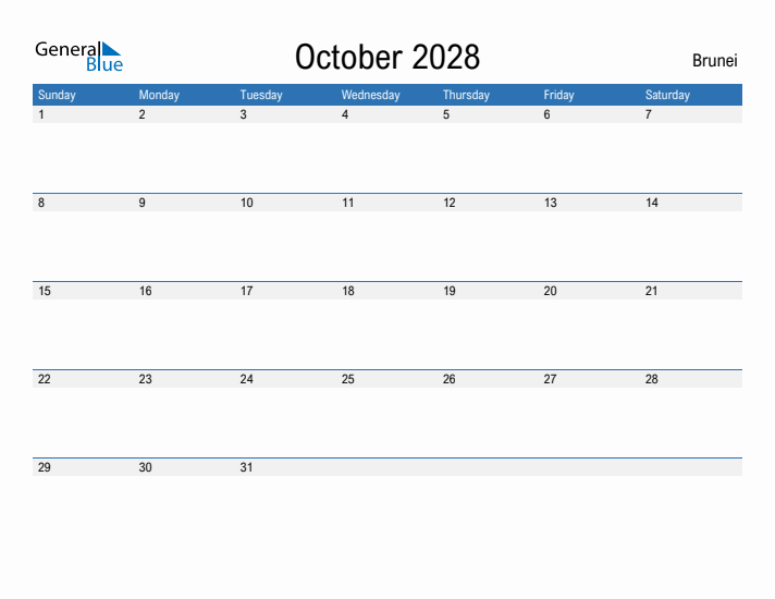 Fillable October 2028 Calendar