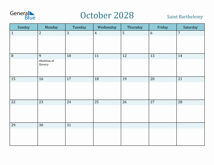 October 2028 Calendar with Holidays