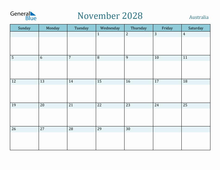 November 2028 Calendar with Holidays