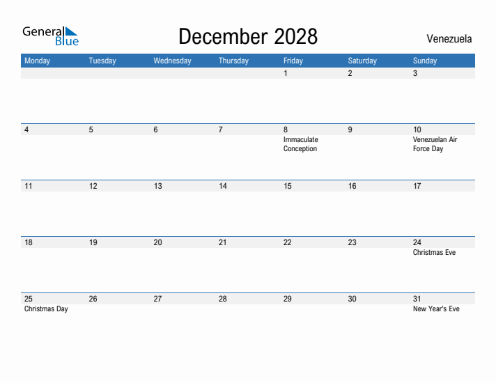 Fillable December 2028 Calendar