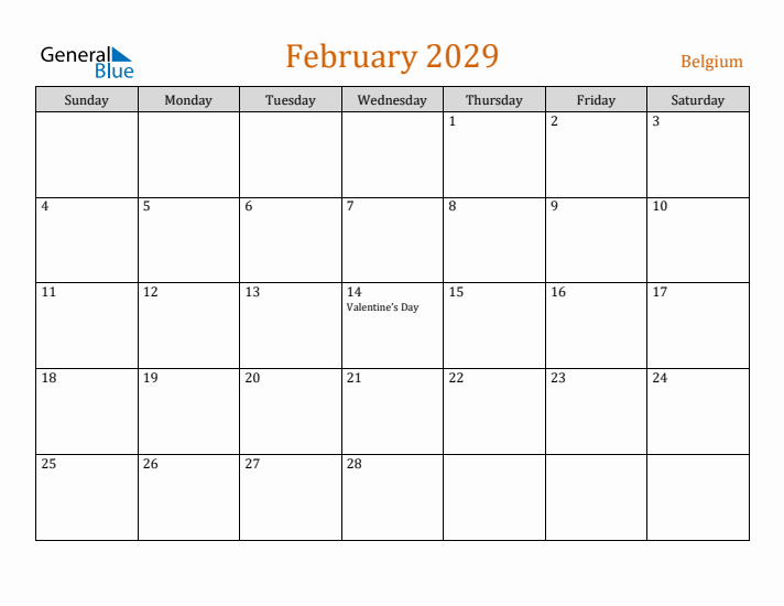 February 2029 Holiday Calendar with Sunday Start