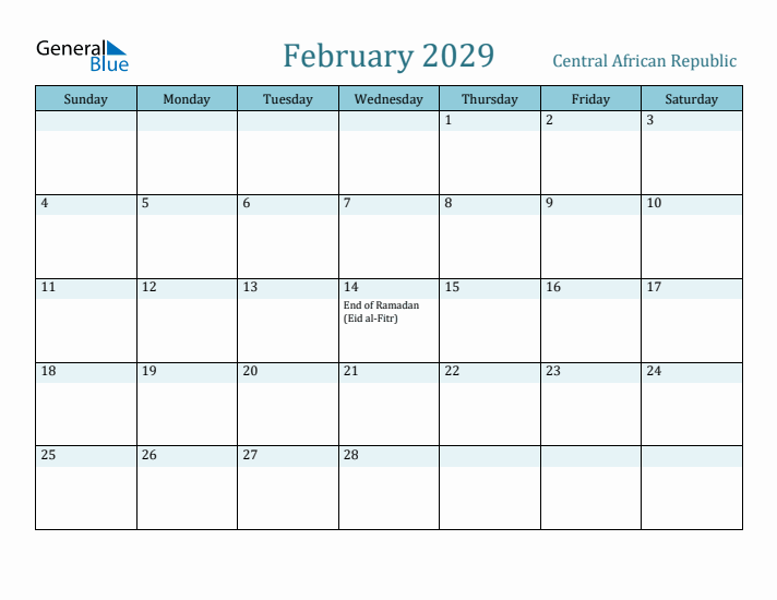 February 2029 Calendar with Holidays