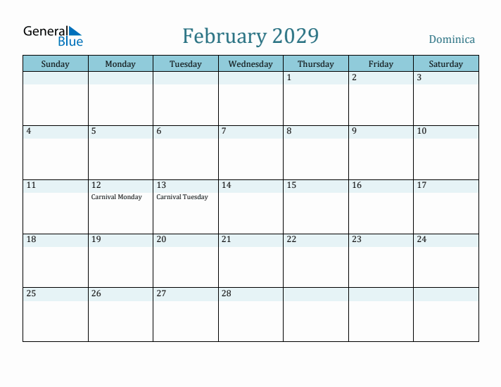 February 2029 Calendar with Holidays