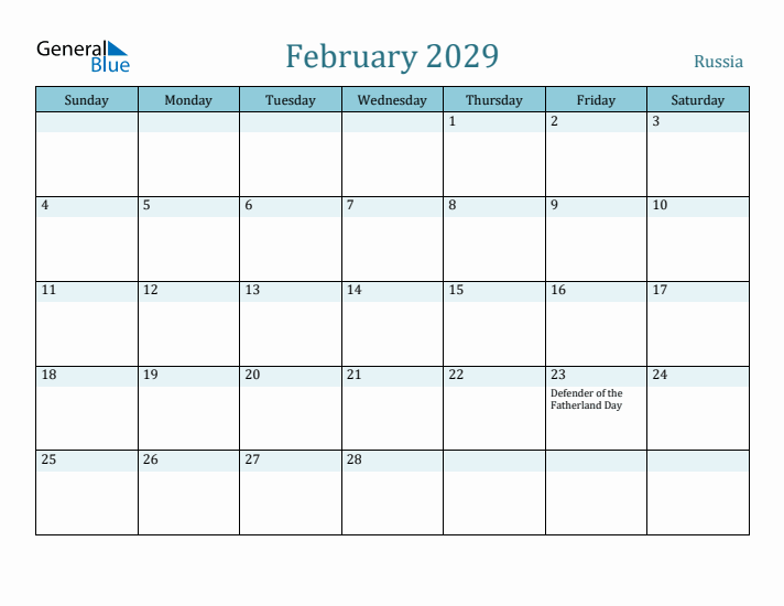February 2029 Calendar with Holidays