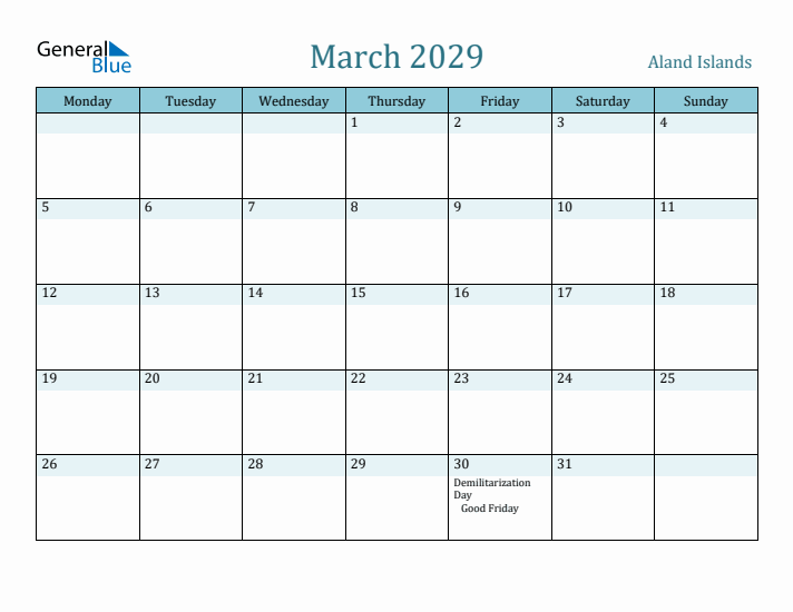 March 2029 Calendar with Holidays