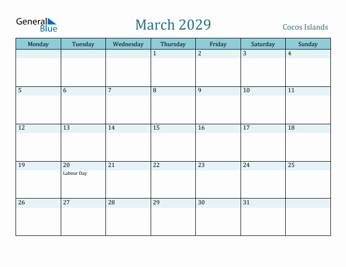 March 2029 Calendar with Holidays