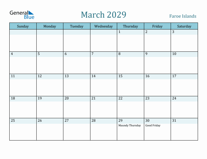 March 2029 Calendar with Holidays