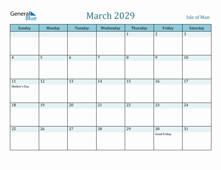 March 2029 Calendar with Holidays