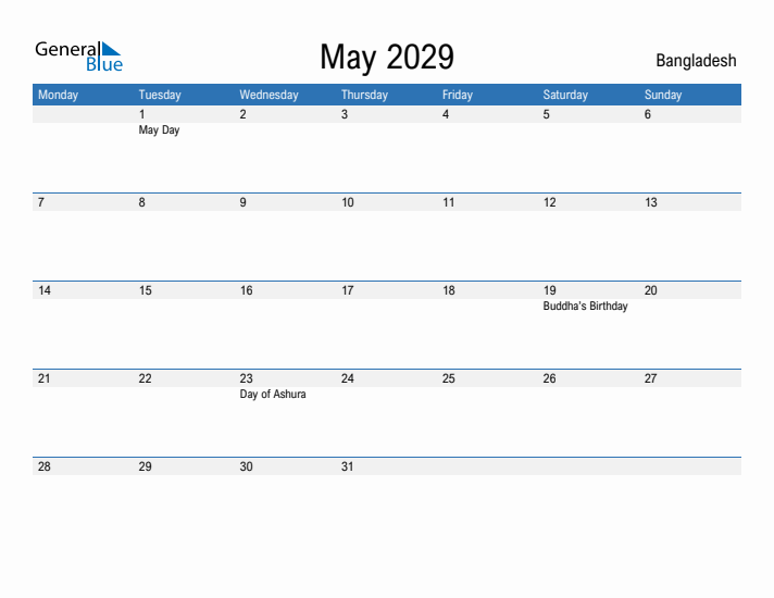 Fillable May 2029 Calendar