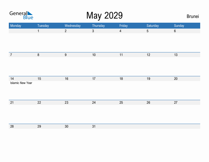 Fillable May 2029 Calendar