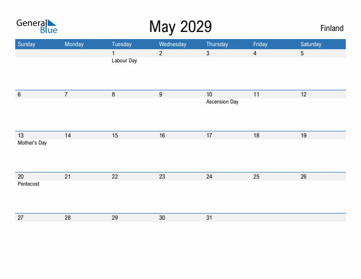 Fillable May 2029 Calendar
